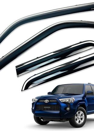 Ветровики для toyota 4runner 2009-2024 с нерж. хром полоской (hawk)