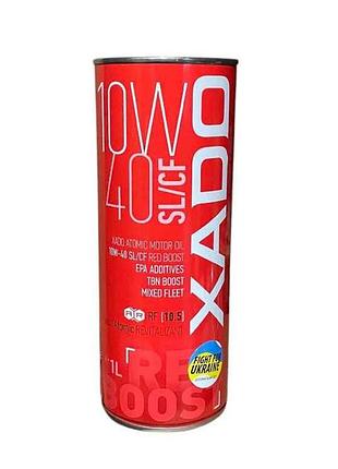 Масло моторне напівсинтетичне atomic oil 10w-40 sl/cf red boost, ж/б 1л тм xado