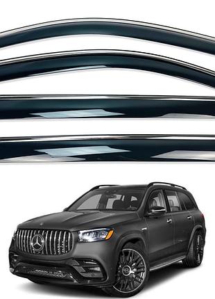 Вітровики для mercedes gls 2020+ з нерж. хром полоскою (hawk)