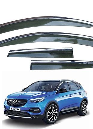 Ветровики для opel grandland x 2016+ с нерж. хром полоской (hawk)