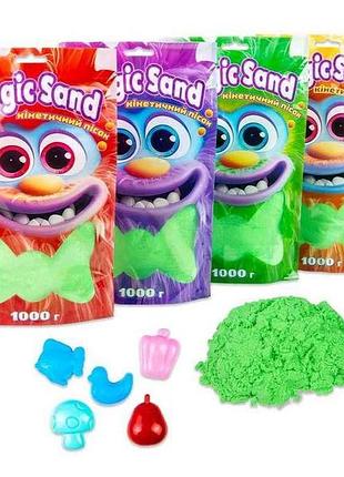Кинетический песок magic sand в пакете 39404-1 зеленый 1000г тм strateg