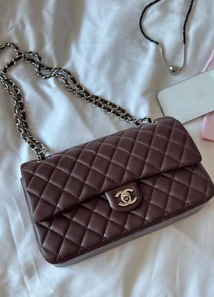 Женская сумка премиум classic 2.55 medium chocolate/silver