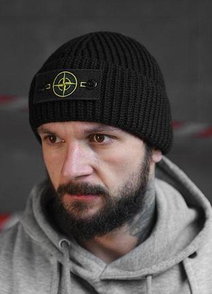 Шапка stone island black вт4716 2