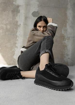 Женские кроссовки мех black cx1540-1 вт7783