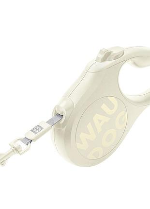 Поводок-рулетка для собак waudog r-leash monochrome white, m, до 25 кг, 5 м, светоотражающая лента, белая