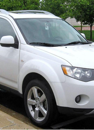 Дефлекторы окон (ветровики) mitsubishi outlander 2010 з нержавіючої чорної сталі (hawk)