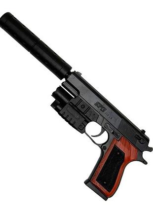 Детский игровой пистолет sp-3f+ пластикивые пульки
