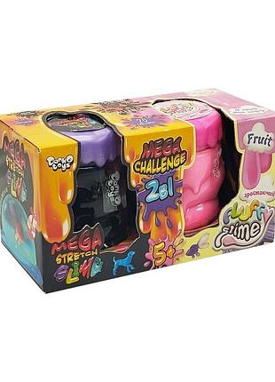 Вязкая масса 2 в 1 "mega stretch slime" и "fluffy slime" fls-03-01u голубой-розовый