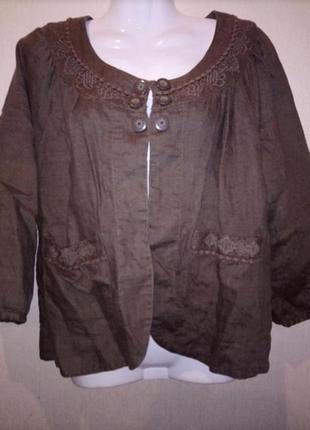🌸🕊🌿 ... льняной коричневый жакет / кардиган soyaconcept, р. 42 (xl) boho стиль... 🌿🕊🌸