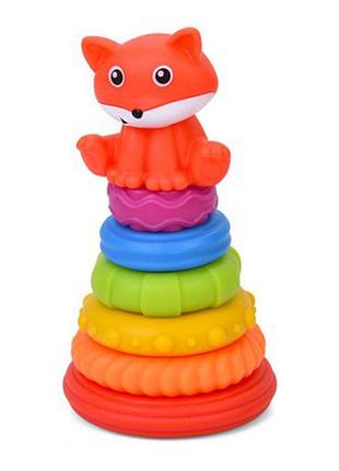 Дитяча іграшка "пірамідка лисичка" 638-112(orange) 18,5 см, 6 кілець