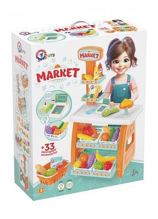 Игровой детский набор "маркет" 0730txk прилавок с полками, корзина, разные продукты