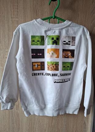 Белый свитшот minecraft h&amp;m на возраст 4-6роков 2