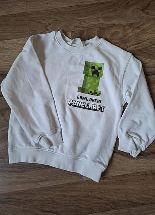 Белый свитшот minecraft h&amp;m на возраст 4-6роков 3