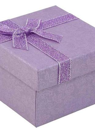 Коробка подарункова бузкова з бантом універсальна з подушечкою 9х9см h= 5.5см (169622) тм xuping