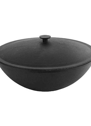 Казан чугунный wok 8 л с чугунной крышкой тм brizoll