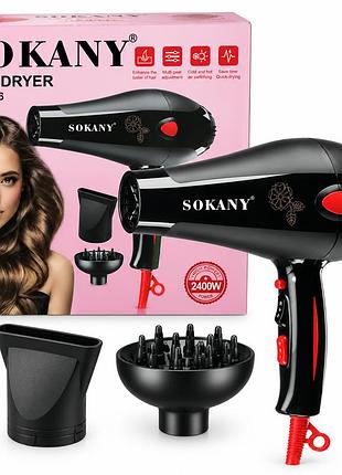 Фен для волос, 2400 вт, 2 скорости, 2 режима нагрева, диффузор sokany cm-5506