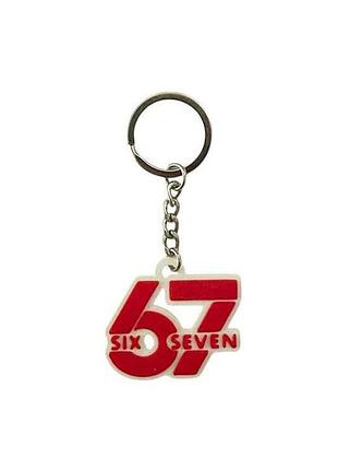 Брелок 3х4см пластик біло-червоний 67 (six seven) тм 3dsd