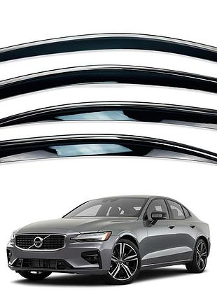 Ветровики для volvo s60 2019+ с нерж. хром полоской (hawk)