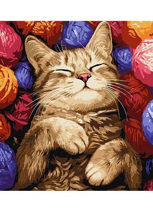 Картина по номерам "кот в клубочках" ©art_selena_ua kho6710, 40х50 см