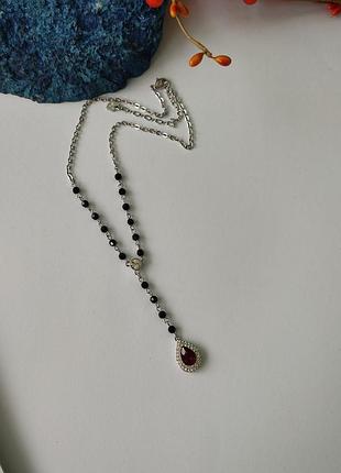 Кольє "y" з чорними кристалами swarovski