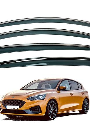 Вітровики для ford focus iv sedan / hb 2018+ з нерж. хром полоскою (hawk)