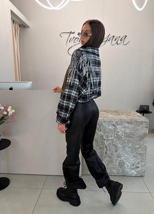 Брюки экокожа высокая посадка