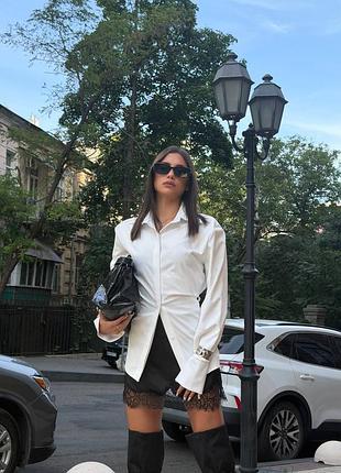 Сорочка біла котон шовк 8
