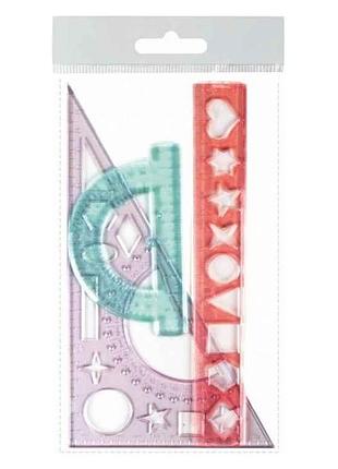 Набор линеек (лин 20см, мр 15см, тр 30*60*90, транс) e81386 тм economix