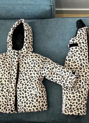 Зимовий лижний комбінезон zara kids pro ski леопардовий куртка + штани