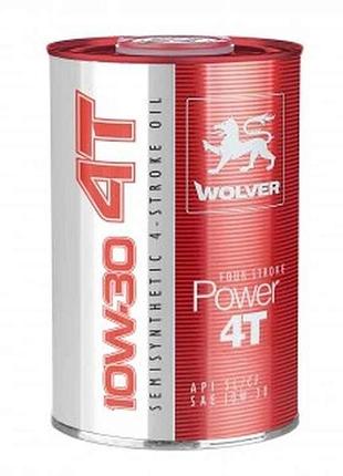 Масло напівсинтетичне для 4-так. four stroke power 4t sae 10w-30 1л тм wolver