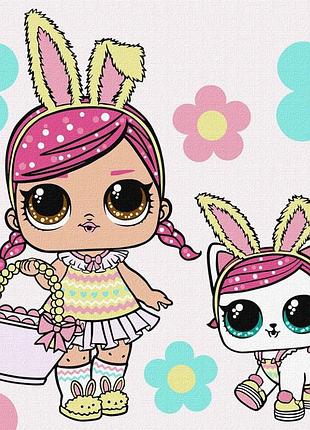 Картина за номерами "l.o.l. surprise! spring bling hops with kittea" kho1102, 40х40 см