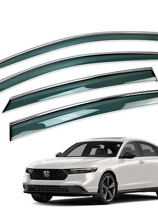 Ветровики для honda accord 2023+ с нерж. хром полоской (hawk)