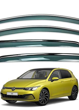 Вітровики для volkswagen golf 8 2021+ з нерж. хром полоскою (hawk)