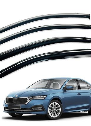 Вітровики для skoda octavia a-8 2020+ sedan з нерж. хром полоскою (hawk)