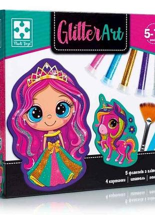 Набір для творчості glitter art. казкові принцеси vt4501-10 (укр) тм vladi toys