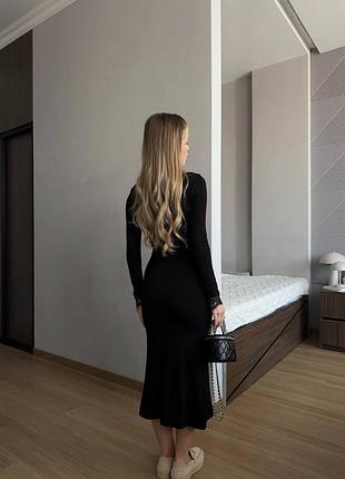 Платье кружевное черное по фигуре