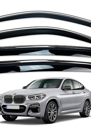 Вітровики для bmw x4 g02 2018-2025 з нерж. хром полоскою (hawk)