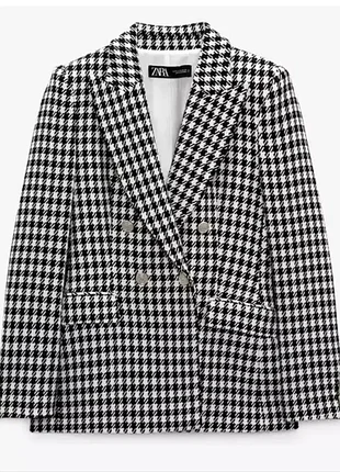 Zara двобортний блейзер/ піджак у гусячу лапку