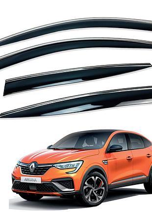 Ветровики для renault arkana 2019-2022 / mx3 2021+ с хром полоской (hawk)