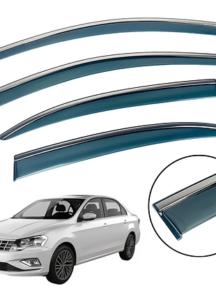 Ветровики для volkswagen jetta mk7 2019+ седан с хром полосками (hawk)
