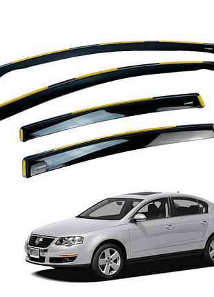 Ветровики для volkswagen passat b6/b7 2005-2015 sedan вставные (hawk)