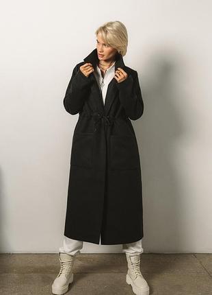 Чорне кашемірове пальто l-xl