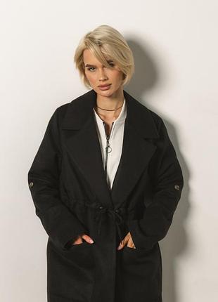 Черное кашемировое пальто l-xl 5