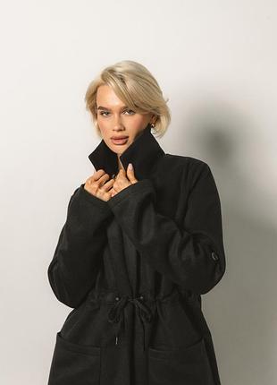Черное кашемировое пальто l-xl 6