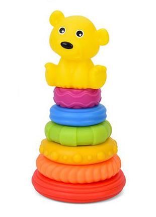 Дитяча іграшка "пірамідка ведмедик" 638-112(yellow) 18,5 см, 6 кілець