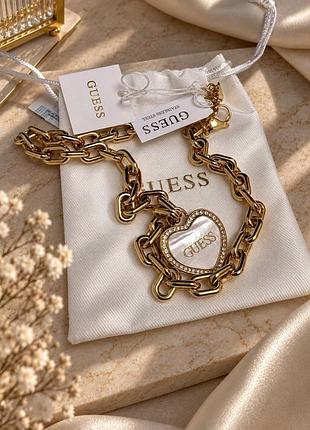 Guess — кольє з серцем та натуральним перламутром