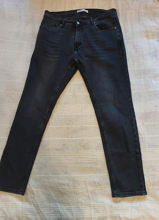 Мужские джинсы zara slim fit w36 (графитовые, стрейч, под ремонт молнии)
