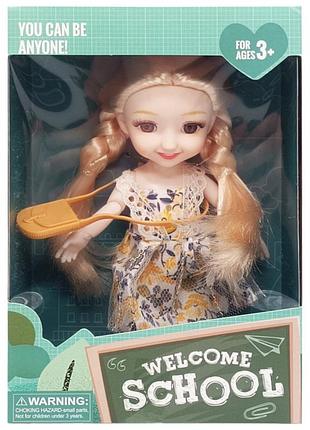 Детская кукла "welcome school" yl605-7/9/10 с сумочкой желтый