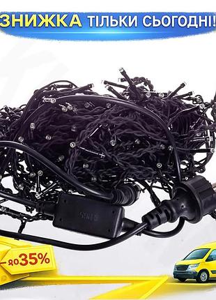 Ku вулична гірлянда бахрома universal fit 20 м 335 led чорний дріт синій для святкового оформлення дек uni2l_k