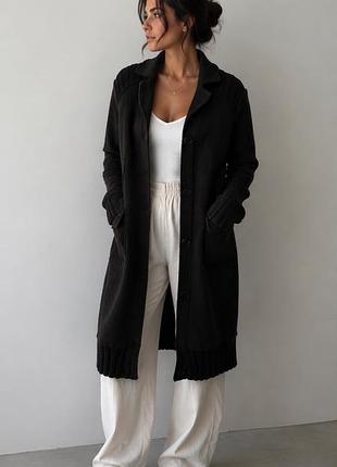 Пальто жіноче transit par such artisan virgin wool chunky knit long coat size 3 darkwear